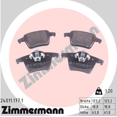 Brake Pad Set, disc brake - 24011.177.1 ZIMMERMANN
