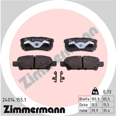 Brake Pad Set, disc brake - 24014.155.1 ZIMMERMANN
