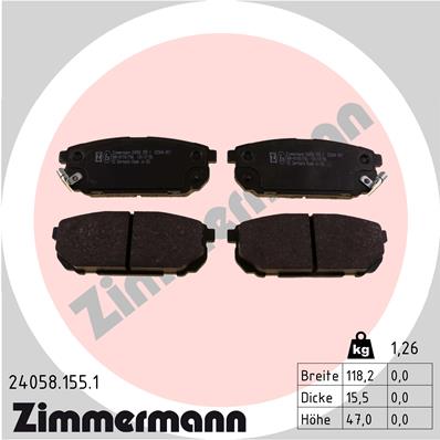 stabdžių trinkelių rinkinys, diskinis stabdys - 24058.155.1 ZIMMERMANN