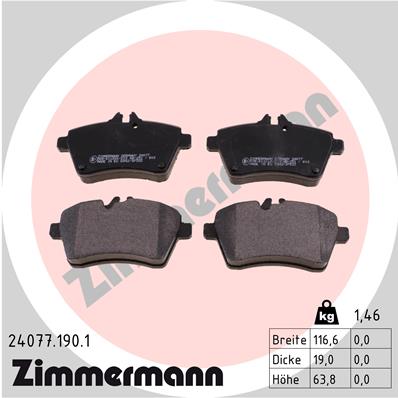 stabdžių trinkelių rinkinys, diskinis stabdys - 24077.190.1 ZIMMERMANN