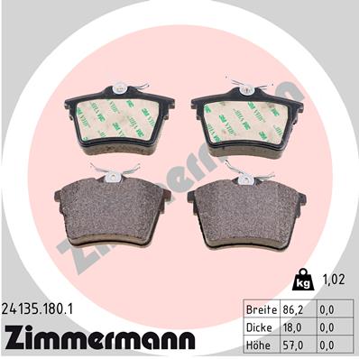 Kit pastiglie freno, Freno a disco - 24135.180.1 ZIMMERMANN