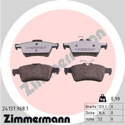 Brake Pad Set, disc brake - 24137.968.1 ZIMMERMANN