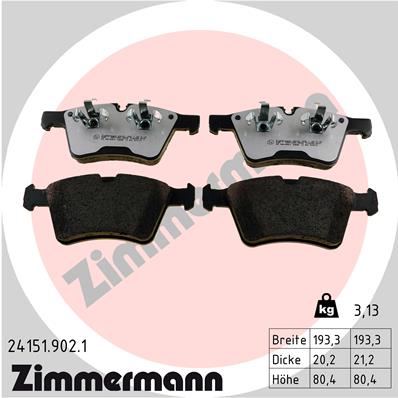 stabdžių trinkelių rinkinys, diskinis stabdys - 24151.902.1 ZIMMERMANN