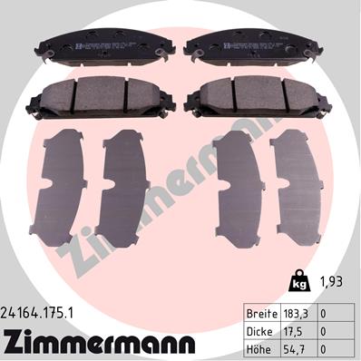 Kit pastiglie freno, Freno a disco - 24164.175.1 ZIMMERMANN