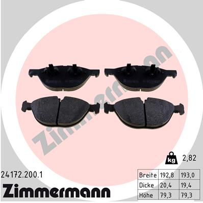 Kit pastiglie freno, Freno a disco - 24172.200.1 ZIMMERMANN
