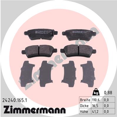 Brake Pad Set, disc brake - 24240.165.1 ZIMMERMANN