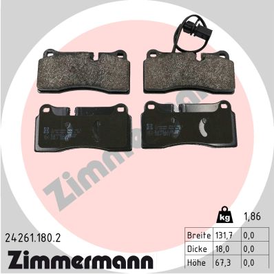 stabdžių trinkelių rinkinys, diskinis stabdys - 24261.180.2 ZIMMERMANN