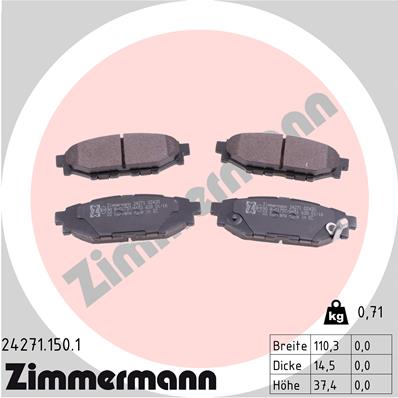 Kit pastiglie freno, Freno a disco - 24271.150.1 ZIMMERMANN