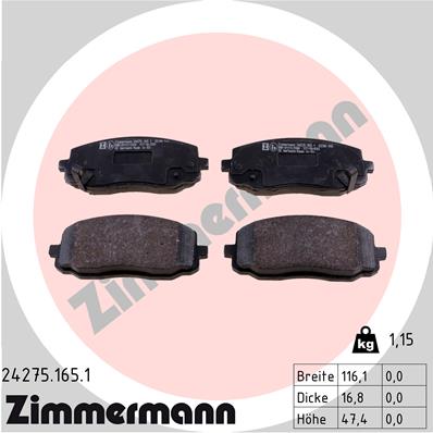 Kit pastiglie freno, Freno a disco - 24275.165.1 ZIMMERMANN