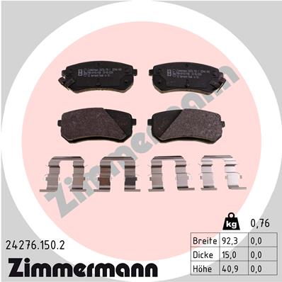 Kit pastiglie freno, Freno a disco - 24276.150.2 ZIMMERMANN