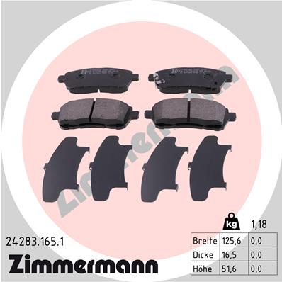 Brake Pad Set, disc brake - 24283.165.1 ZIMMERMANN