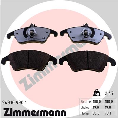 stabdžių trinkelių rinkinys, diskinis stabdys - 24310.990.1 ZIMMERMANN