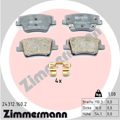 Brake Pad Set, disc brake - 24312.160.2 ZIMMERMANN