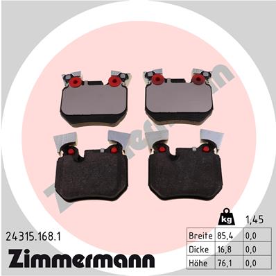 Brake Pad Set, disc brake - 24315.168.1 ZIMMERMANN
