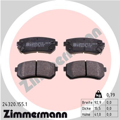 stabdžių trinkelių rinkinys, diskinis stabdys - 24320.155.1 ZIMMERMANN