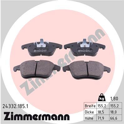 Brake Pad Set, disc brake - 24332.185.1 ZIMMERMANN