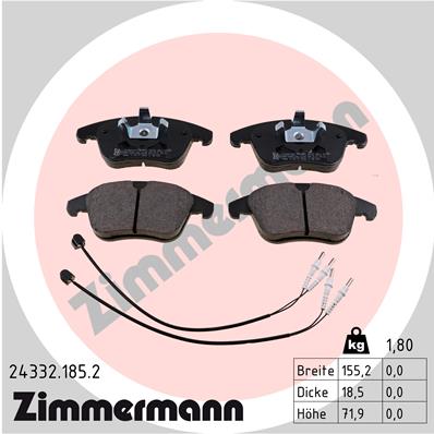 Brake Pad Set, disc brake - 24332.185.2 ZIMMERMANN