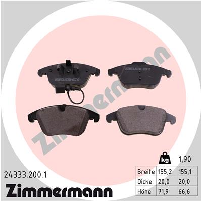 Brake Pad Set, disc brake - 24333.200.1 ZIMMERMANN