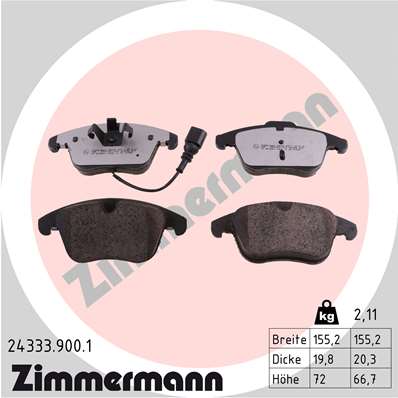 Brake Pad Set, disc brake - 24333.900.1 ZIMMERMANN