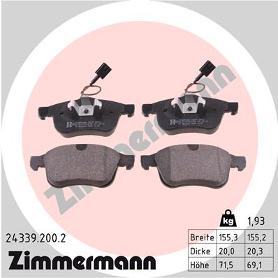 Brake Pad Set, disc brake - 24339.200.2 ZIMMERMANN