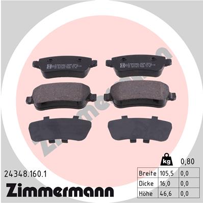 Kit pastiglie freno, Freno a disco - 24348.160.1 ZIMMERMANN