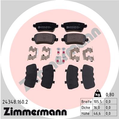 Kit pastiglie freno, Freno a disco - 24348.160.2 ZIMMERMANN