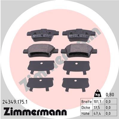 Kit pastiglie freno, Freno a disco - 24349.175.1 ZIMMERMANN