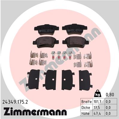 Kit pastiglie freno, Freno a disco - 24349.175.2 ZIMMERMANN