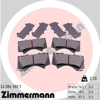Kit pastiglie freno, Freno a disco - 24386.180.1 ZIMMERMANN