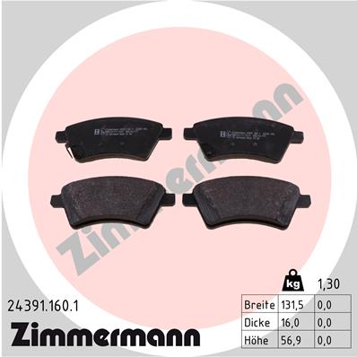 Kit pastiglie freno, Freno a disco - 24391.160.1 ZIMMERMANN