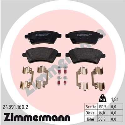 Kit pastiglie freno, Freno a disco - 24391.160.2 ZIMMERMANN