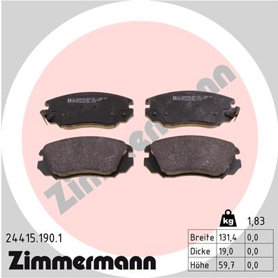 stabdžių trinkelių rinkinys, diskinis stabdys - 24415.190.1 ZIMMERMANN