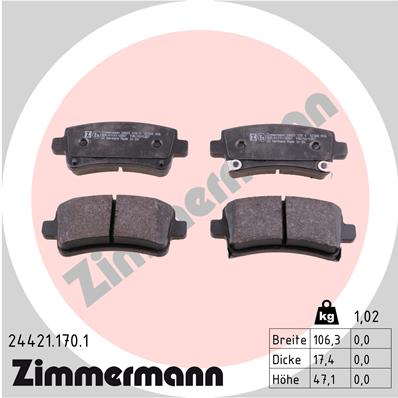 Kit pastiglie freno, Freno a disco - 24421.170.1 ZIMMERMANN