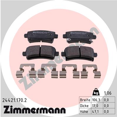 Kit pastiglie freno, Freno a disco - 24421.170.2 ZIMMERMANN