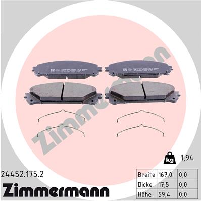 Brake Pad Set, disc brake - 24452.175.2 ZIMMERMANN