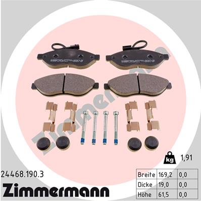 Kit pastiglie freno, Freno a disco - 24468.190.3 ZIMMERMANN