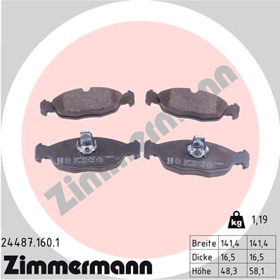 Brake Pad Set, disc brake - 24487.160.1 ZIMMERMANN