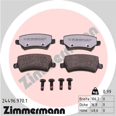 stabdžių trinkelių rinkinys, diskinis stabdys - 24496.970.1 ZIMMERMANN