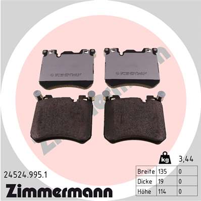 Brake Pad Set, disc brake - 24524.995.1 ZIMMERMANN