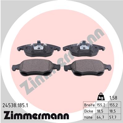 Brake Pad Set, disc brake - 24538.185.1 ZIMMERMANN
