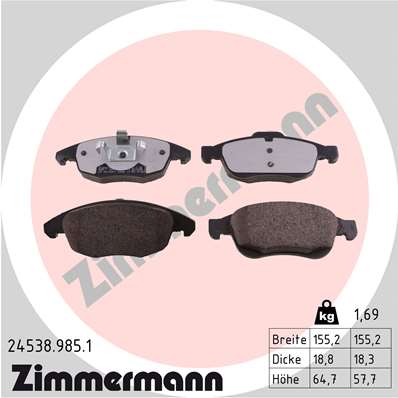 Kit pastiglie freno, Freno a disco - 24538.985.1 ZIMMERMANN