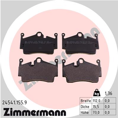 Kit pastiglie freno, Freno a disco - 24541.155.9 ZIMMERMANN