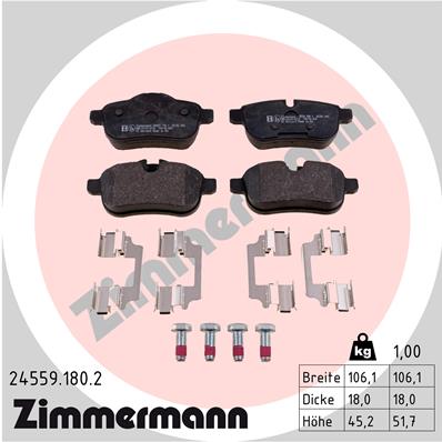 Kit pastiglie freno, Freno a disco - 24559.180.2 ZIMMERMANN