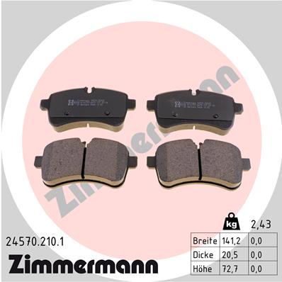 Комплект тормозных колодок, дисковый тормоз - 24570.210.1 ZIMMERMANN