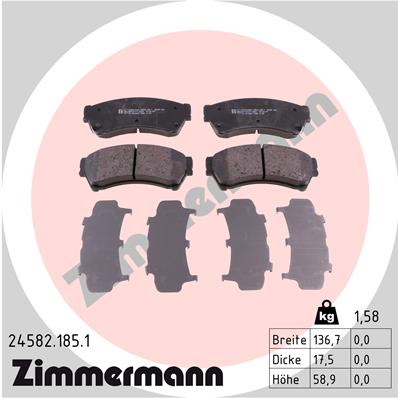Brake Pad Set, disc brake - 24582.185.1 ZIMMERMANN
