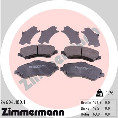 Brake Pad Set, disc brake - 24604.180.1 ZIMMERMANN