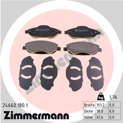 Kit pastiglie freno, Freno a disco - 24660.180.1 ZIMMERMANN