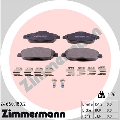 Kit pastiglie freno, Freno a disco - 24660.180.2 ZIMMERMANN