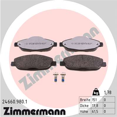 Kit pastiglie freno, Freno a disco - 24660.980.1 ZIMMERMANN