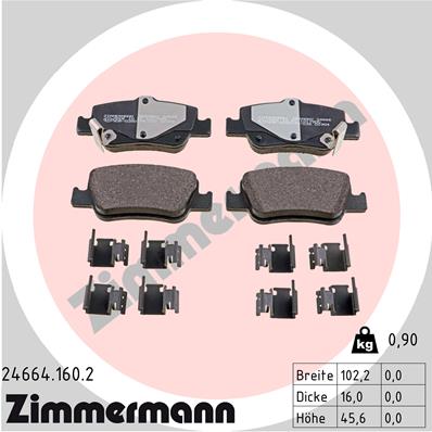 Kit pastiglie freno, Freno a disco - 24664.160.2 ZIMMERMANN